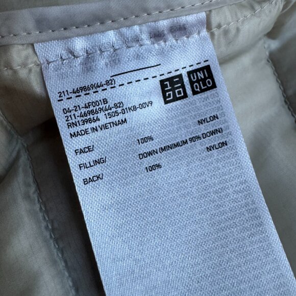 Uniqlo Ultra Light Down Jacket Women’s XL Off-White 750 Fill Power Packable - Picture 5 of 12